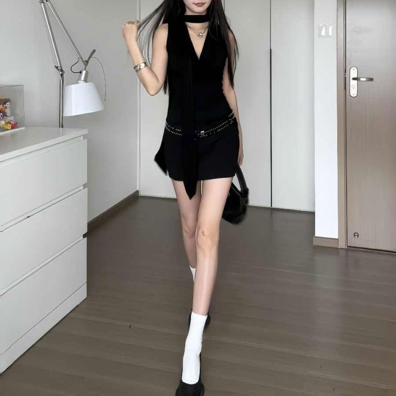 Women X Bags - American Hotsweet Swinging Collar Mini Dress