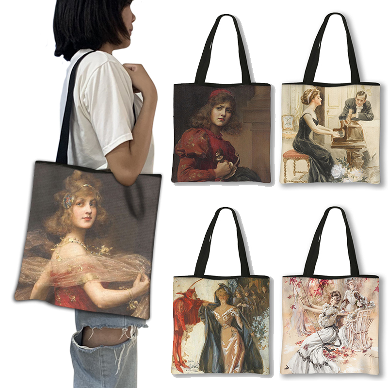 Women'S Retro Bags - Oil Painting By Harrison Fisher Print