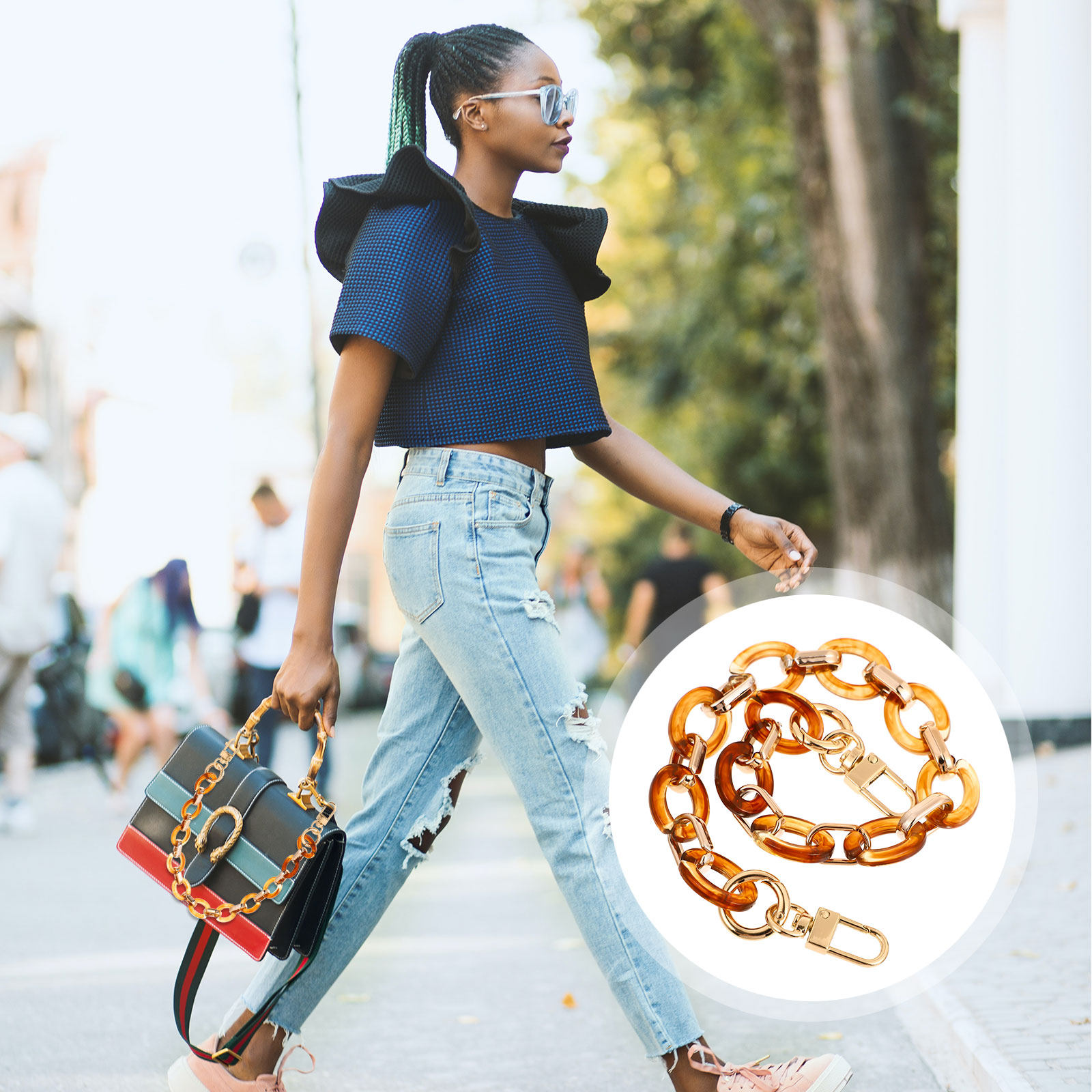 Women'S Retro Bags - Retro Decorative Resin Bag Chain Women