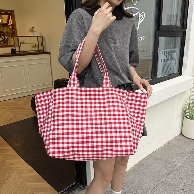 Gingham Canvas Tote Bag With B - Women'S Work Bags Designer avis et prix