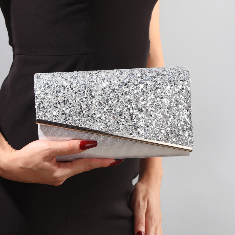 Silver Glitter Envelope Clutch - Flap Bag Envelope avis et prix