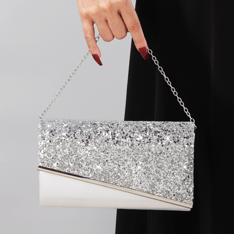 Silver Glitter Envelope Clutch - Flap Bag Envelope avis et prix